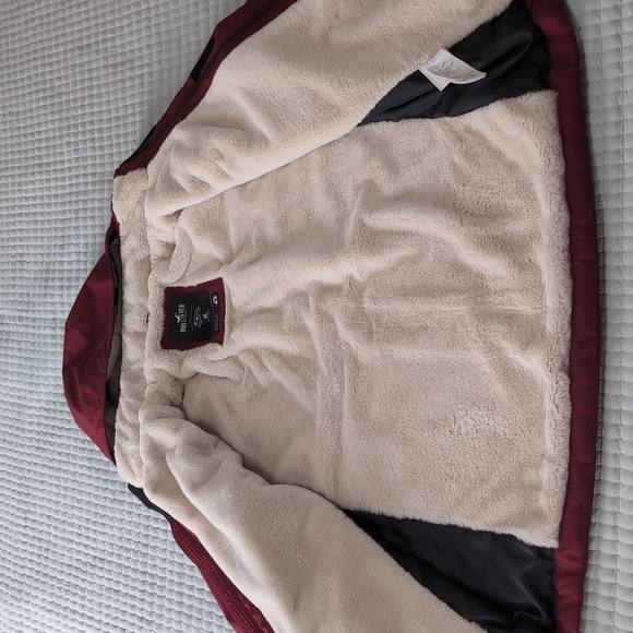 Hollister Maroon Hooded Faux Fur Lined Coat - Picture 5 of 5